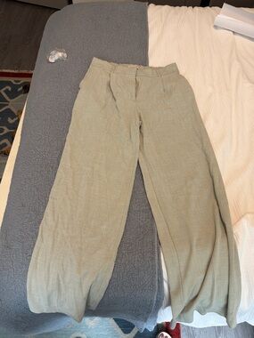 Rachel Zoe Sage Olive High-Waist Wide-Leg Trousers